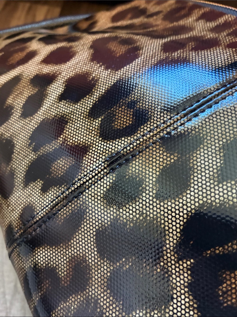 Structured Black Leather Satchel W/Leopard Accent Panel - Picture 14 of 16